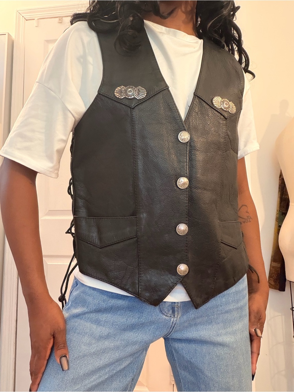 Men's Black Leather Vest